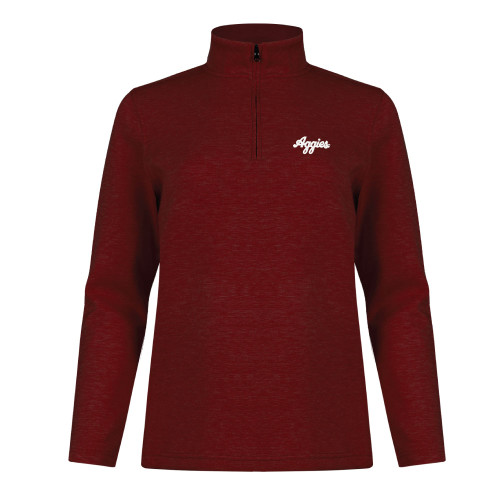 Full-Turn Women's Maroon Script Aggies 1/4 Zip Jacket