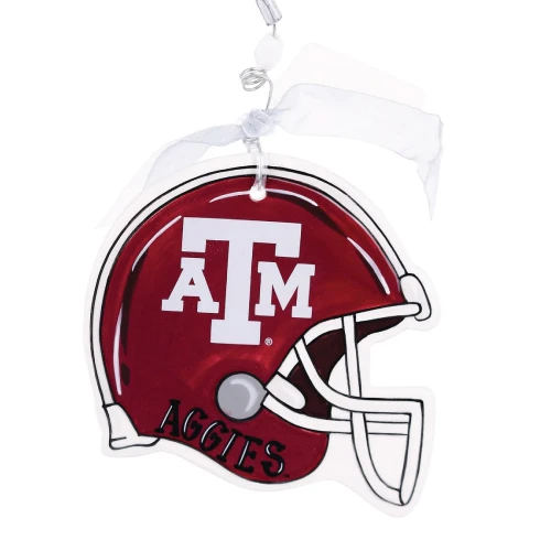 Glory Haus Texas A&M Aggies football helmet ornament featuring maroon helmet design with Texas A&M logo and ribbon hanger