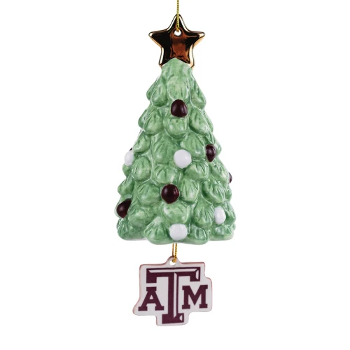Glory Haus Texas A&M Aggies Christmas tree ornament featuring green tree design with star topper and Texas A&M logo charm
