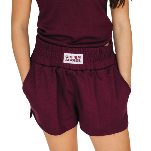 Scarlet & Gold Maroon Ava Airy High Waist Shorts