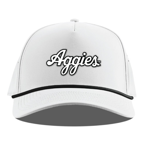 Branded Bills Texas A&M Aggies white snapback hat featuring black Aggies script on the front