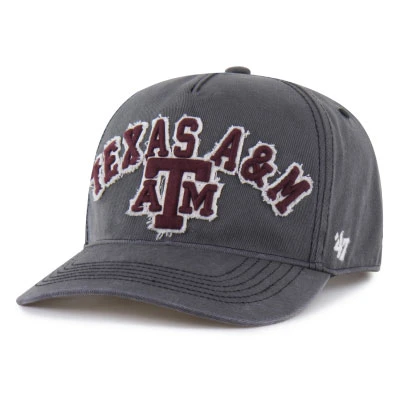Gray ’47 Brand snapback cap featuring raised embroidered Texas A&M lettering and logo on the front, curved bill, adjustable snapback closure, and an EST. 1876 pennant detail on the side.
