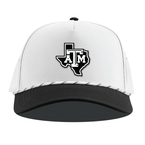 Branded Bills Texas A&M Aggies white and black baseball cap featuring Texas outline with ATM logo on front