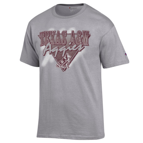 Champion Texas A&M Aggies gray graphic t shirt with Reveille baseball diamond design