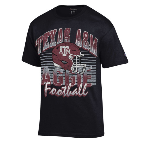 Youth Champion Texas A&M Aggies black football graphic t shirt with helmet design