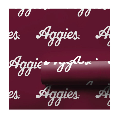 Aspen & Arlo Maroon Script Aggies 6 Foot Wrapping Paper