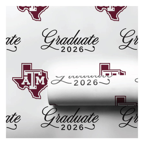 Aspen & Arlo White 2026 Graduate 6 Foot Wrapping Paper