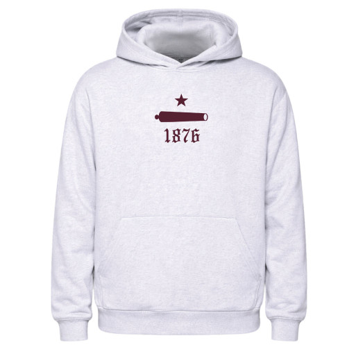 lululemon Texas A&M Aggies Steady State hoodie in light gray with cannon graphic and 1876 design on front.