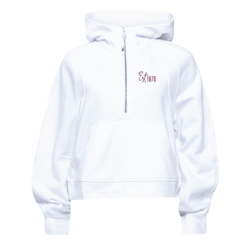 新品タグ付【ハワイ限定】lululemon スウェット ホワイトS lululemon White Scuba 1/2 Zip Hoodie - Texas 12 - Maroon U