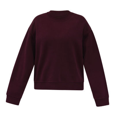 lululemon Steady State Crew women's sweatshirt in Cassis featuring a solid maroon color, crew neckline, long sleeves, ribbed cuffs, and a relaxed fit for versatile everyday wear.