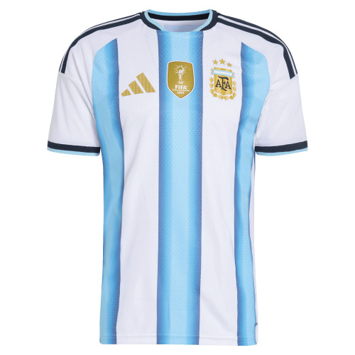 Argentina Adidas soccer jersey with sky blue and white stripes for Honduras match at Kyle Field