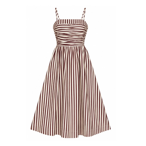 Maroon Striped Strappy Midi Dress - Maroon U