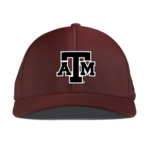 Branded Bills maroon Texas A&M cap featuring a bold black A&M logo outlined in white on the front, a structured crown, tonal stitching, and a classic curved bill.