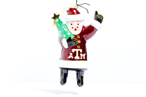 Texas A&M Aggies Kitty Keller 3D Gig 'Em Santa Christmas Ornament