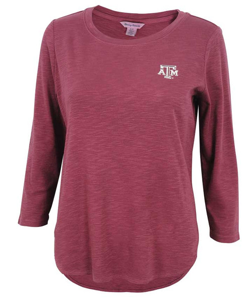 Tommy Bahama Women's Sport Ashby Rib 3/4 Sleeve Tee - Maroon U