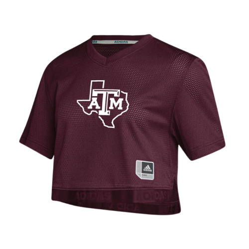 Adidas Women's Maroon Block ATM Graphic Crop Short Sleeve Jersey