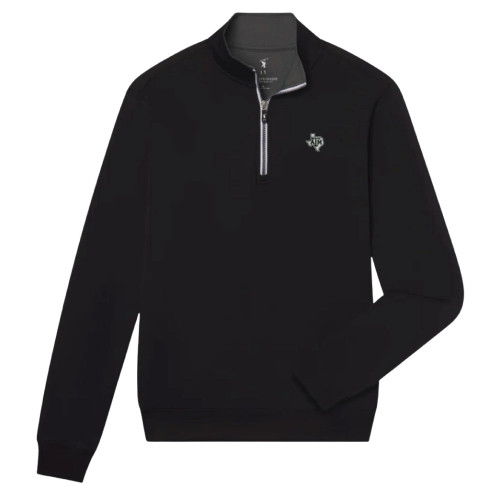 Fairway and Greene Texas A&M black quarter zip pullover featuring small embroidered ATM logo on the left chest.
