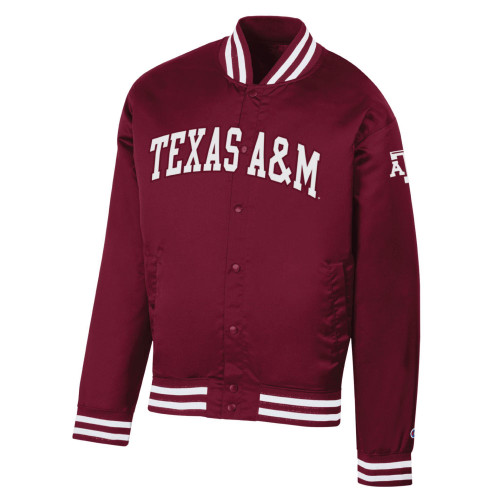 TEXAS A&M スタジャン XL カレッジロゴ バーガンディ 古着 Champion Maroon Heavyweight Jacket - Maroon U