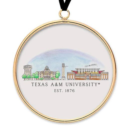 Valiant Gifts Skyline Brass & Glass Ornament