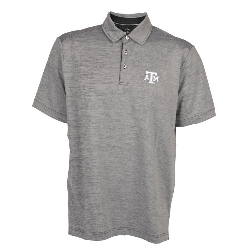 Tommy Bahama Texas A&M Aggies gray short sleeve polo shirt with embroidered Texas A&M logo on the chest