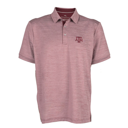 Tommy Bahama Texas A&M Aggies maroon short sleeve polo shirt with embroidered Texas A&M logo on the chest