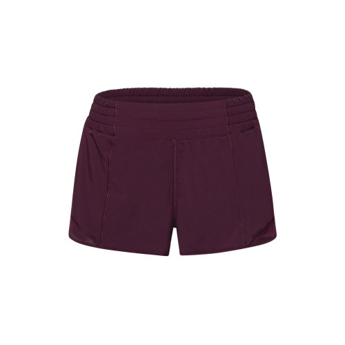 lululemon Hotty Hot 2.5 inch maroon low rise athletic shorts with lightweight running design and curved hem