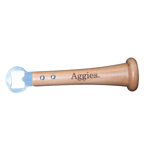 Baseball BBQ Texas A&M Aggies wooden baseball bat handle bottle opener with Aggies engraving and metal opener head