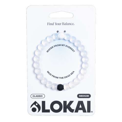 Lokai white beaded bracelet with stretch fit design