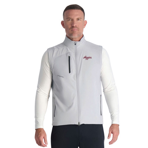 Zero Restriction Texas A&M Aggies light gray full zip performance jacket with Texas A&M logo on the chest