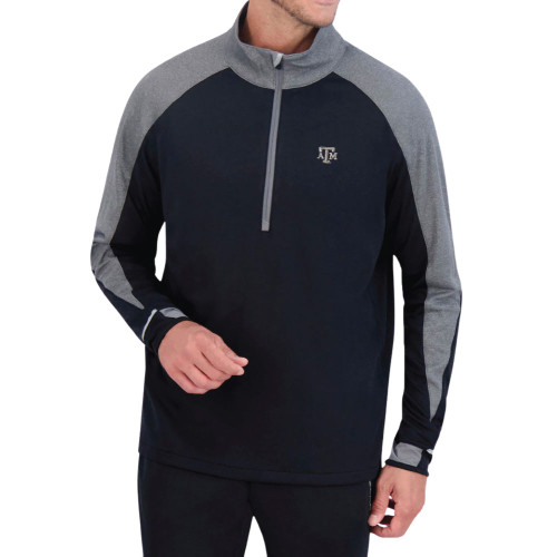 Zero Restriction Men's Black & Charcoal Heather Long Sleeve 1/4 Zip Jacket