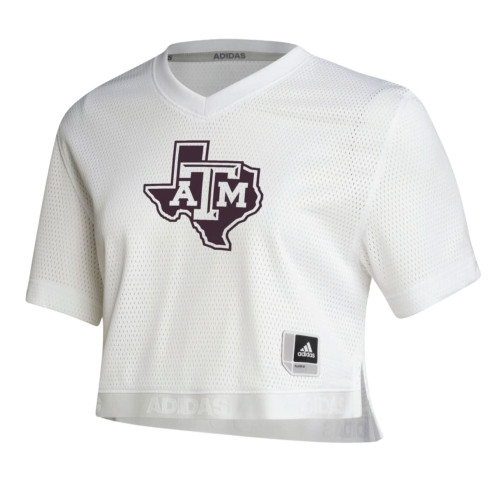 Adidas Women's Maroon Block ATM Graphic Crop Short Sleeve Jersey