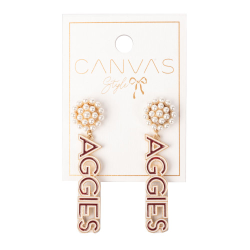 Canvas Style Aggies Pearl Cluster Drop Earring