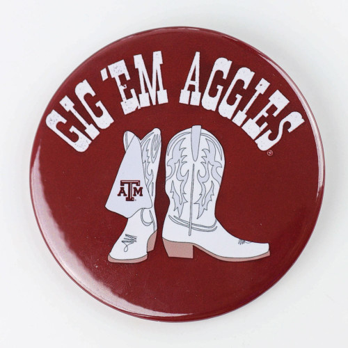 Gig 'Em Aggies Boots Gameday Button