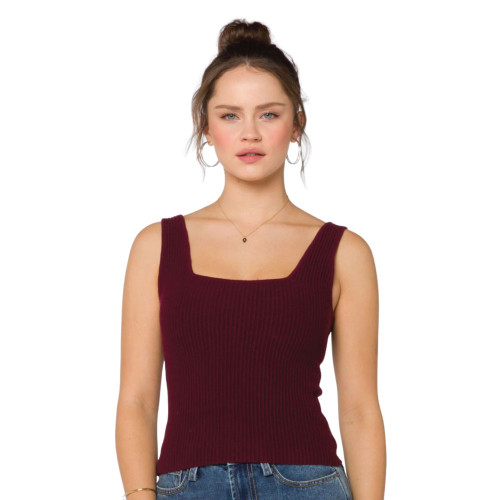 Uncommon Fashion Texas A&M Aggies maroon ribbed square neck tank top modeled by athlete