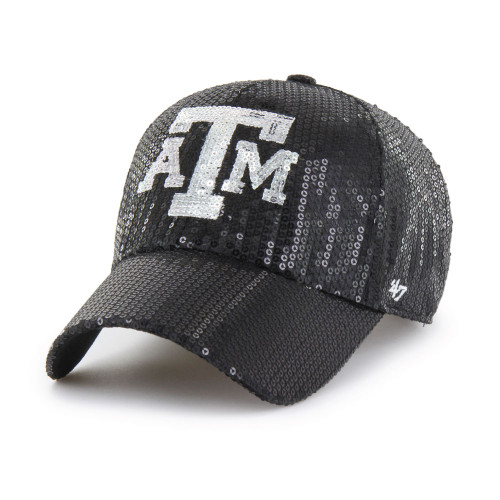 ’47 Brand Texas A&M Aggies black mesh cap with tonal pattern and large ATM logo on front