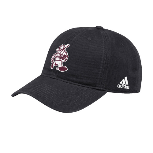 Adidas Texas A&M Aggies black cap with mascot logo on front and adidas logo on side