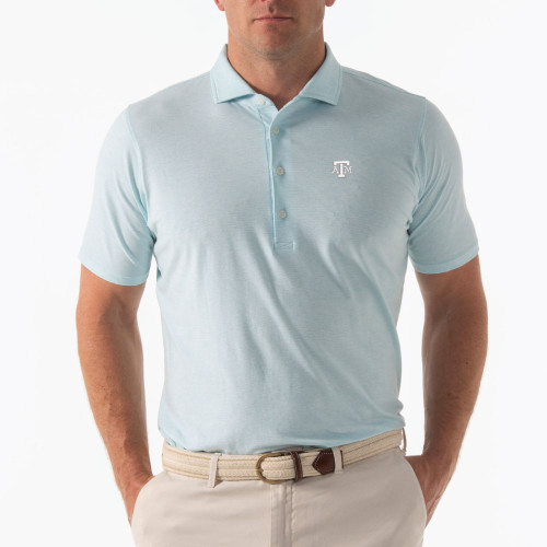 B.Draddy men’s light blue Texas A&M Aggies polo shirt with embroidered logo