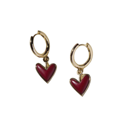 Nickel & Suede Maroon Sweetheart Huggies