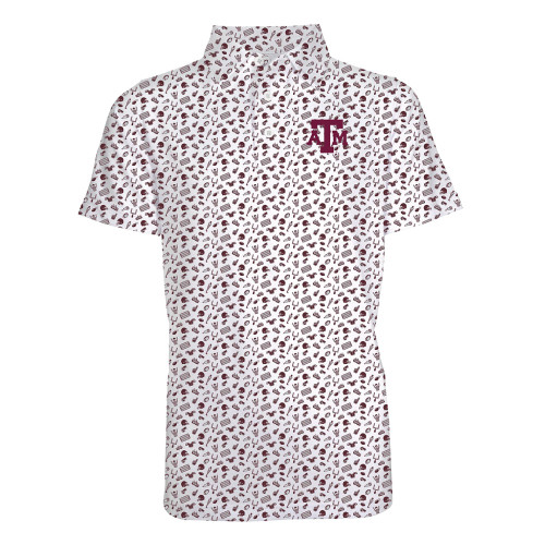 Garb Texas A&M Aggies toddler white polo shirt with maroon patterned design and logo