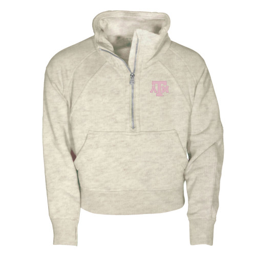 Garb Texas A&M Aggies toddler cream quarter zip pullover with pink logo