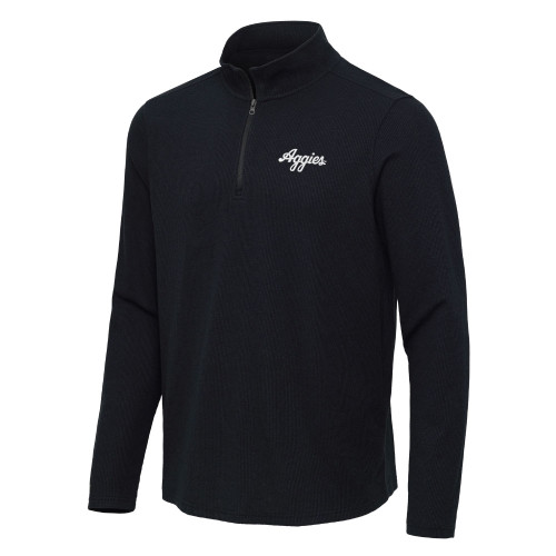 Antigua Men's Black Heather Sync 1/4 Zip Jacket - Maroon U