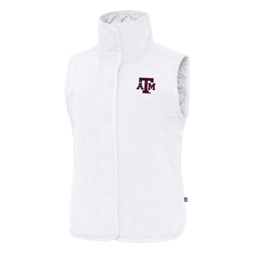 Antigua Texas A&M Aggies white full zip vest with embroidered logo