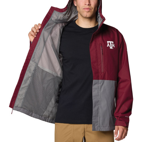 Ameri　CASUAL LIKE CAPA COAT Columbia Men's Maroon & Gray Field-Bound Full Zip Jacket - Maroon U