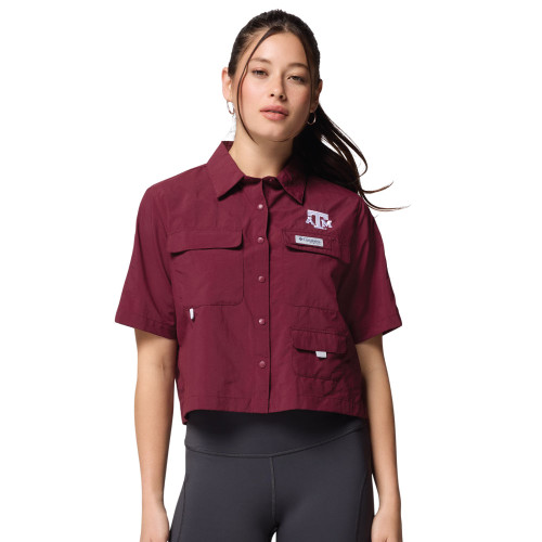 Columbia Women's Maroon Open Water Short Sleeve Shirt