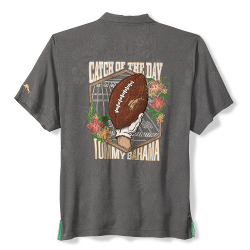 Tommy Bahama Men's Fog Grey Catch of the Day Button-Down Embroidered Camp Shirt