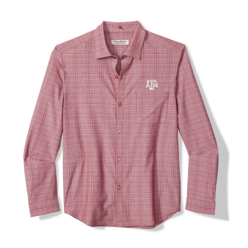 Tommy Bahama Texas A&M Aggies maroon check button down shirt with embroidered logo