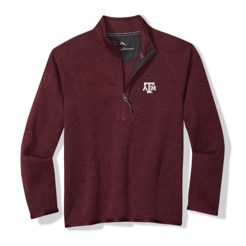 Tommy Bahama Texas A&M Aggies maroon quarter zip pullover with embroidered logo
