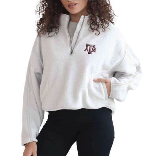 chicka-d Women's Off-White On the Run Sherpa Plush 1/4 Zip