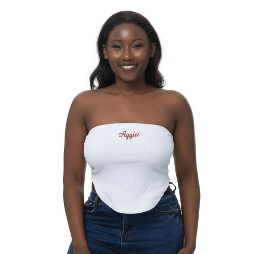 ZooZatz Women's White Ruched Tube Top