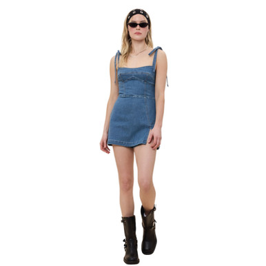 tunechi denim mini dress Ramy Brook Tunechi Denim Mini Shift Dress - Light Wash